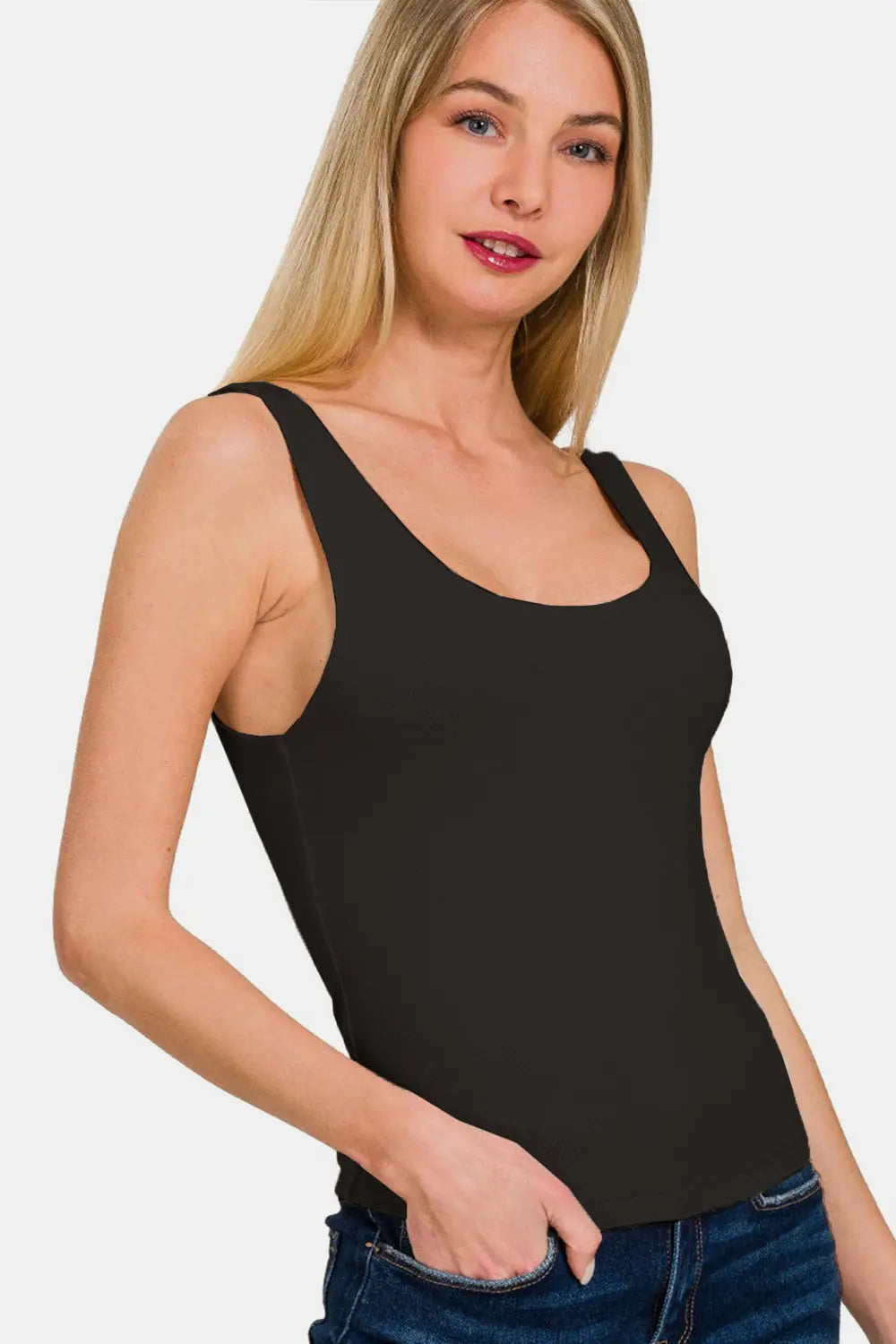 Zenana Double Layer Round Neck Tank-Very Besty