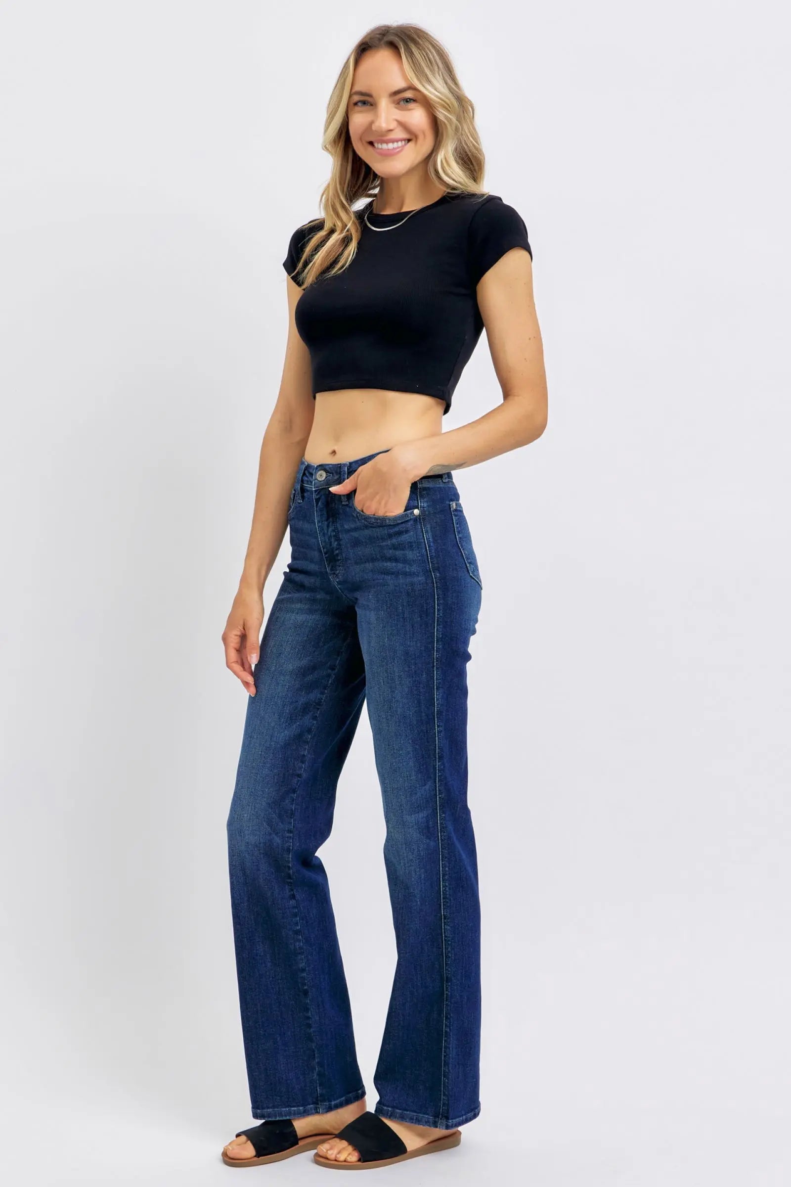 Judy Blue Full Size Tummy Control Straight Jeans Plus Size-Very Besty