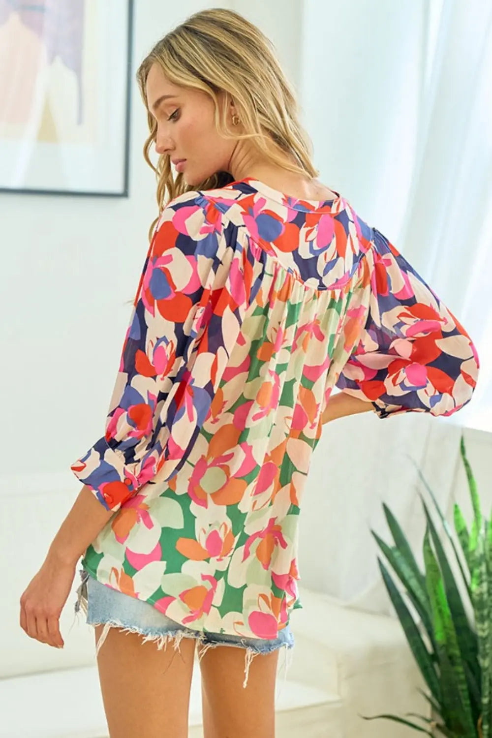 First Love Full Size Floral Button Down Satin Shirt-Very Besty