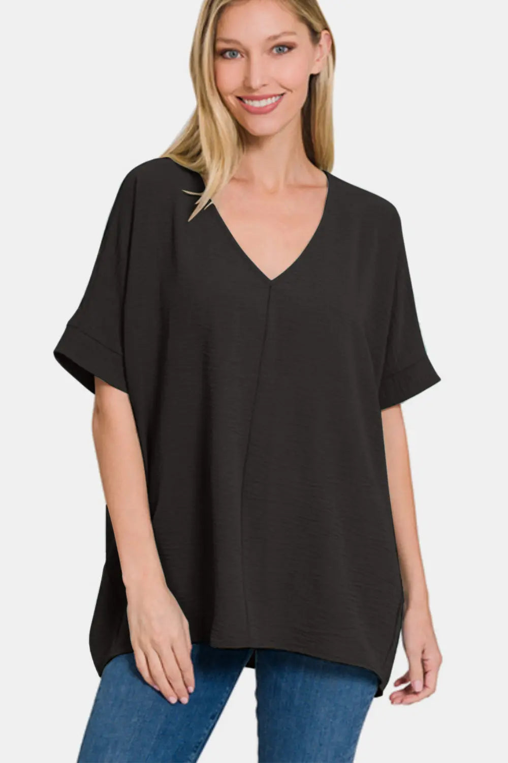 Zenana Full Size V-Neck Short Sleeve Top-Very Besty