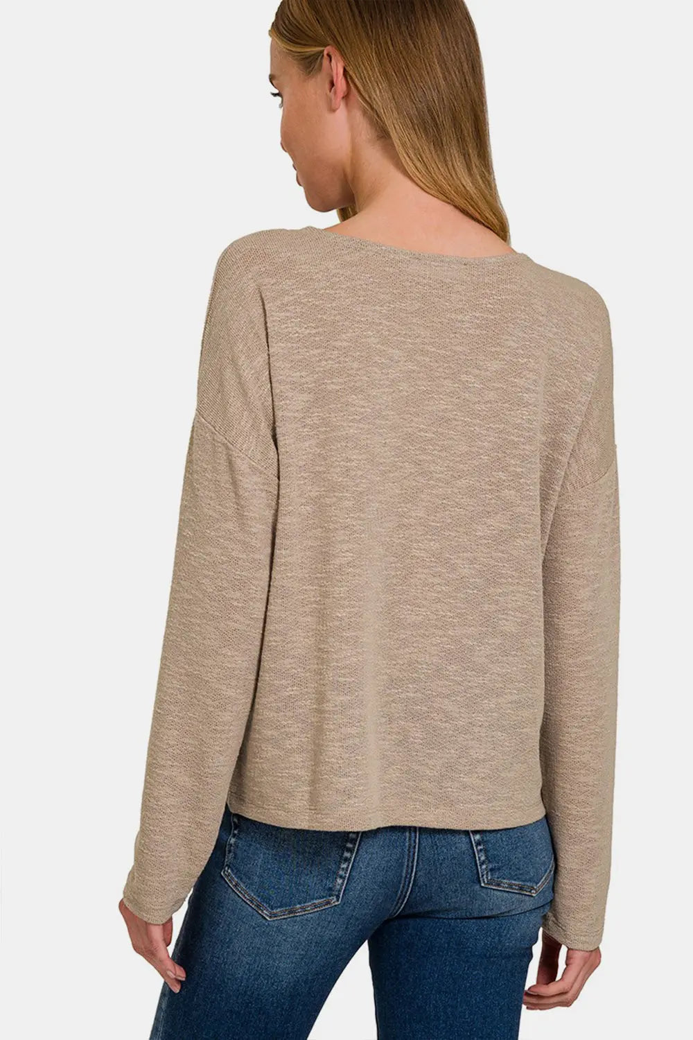 Zenana Dropped Shoulder Long Sleeve T-Shirt-Very Besty