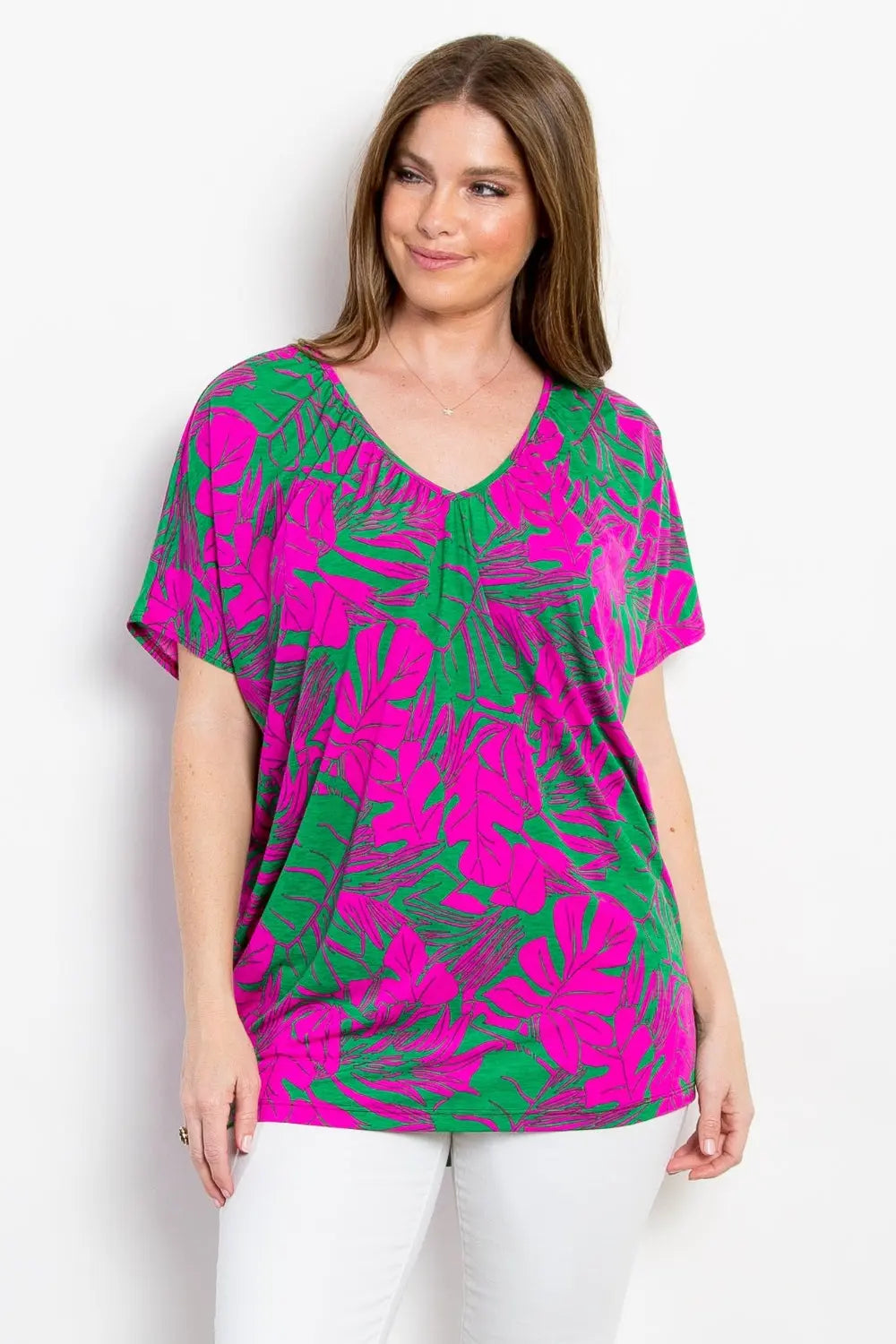 Be Stage Contrast Printed Short Sleeve Top-Very Besty