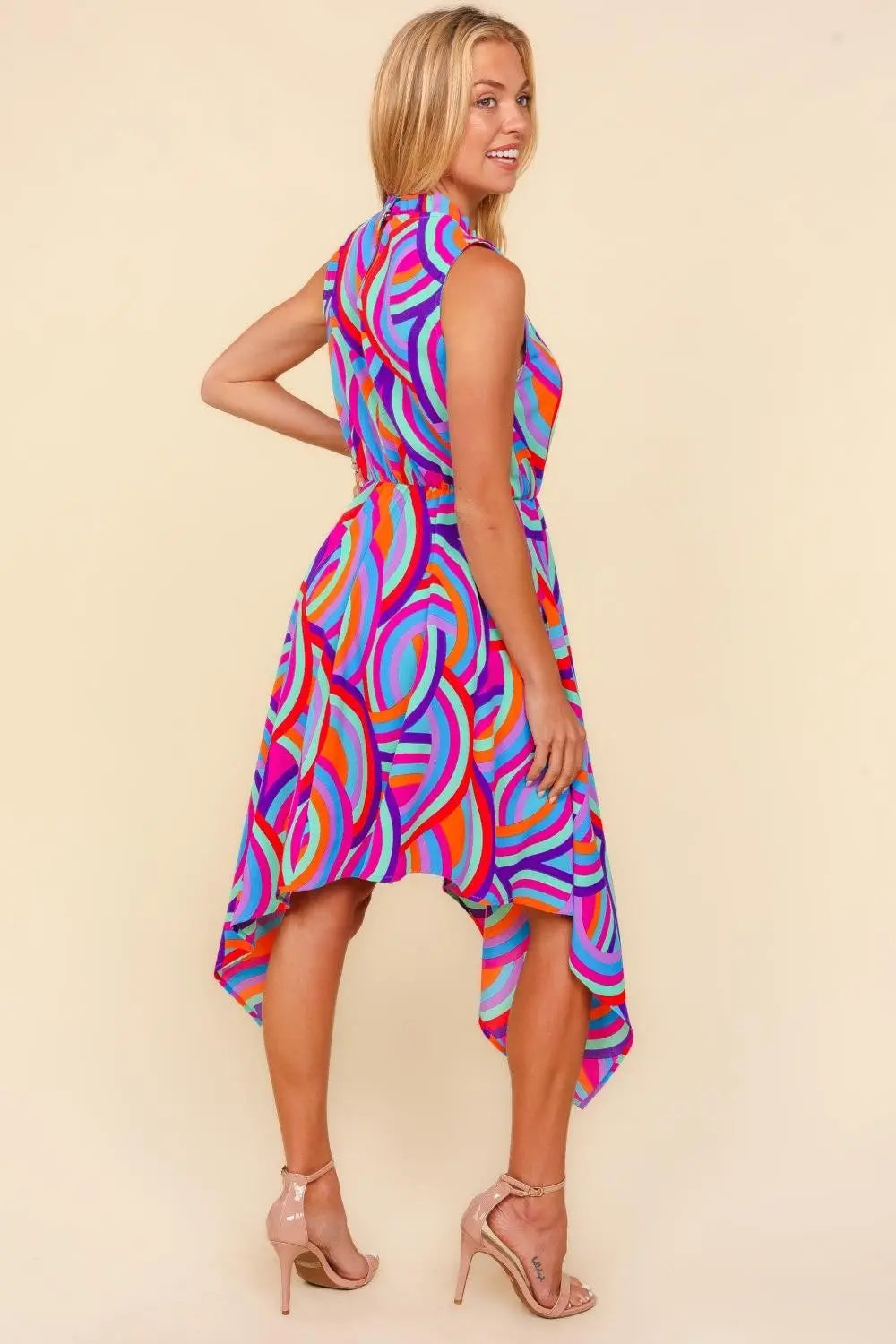 Haptics Full Size Mock Neck Sleeveless Printed Dress-Very Besty