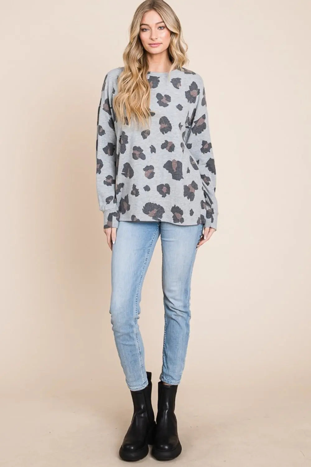 BOMBOM Leopard Drop Shoulder T-Shirt-Very Besty