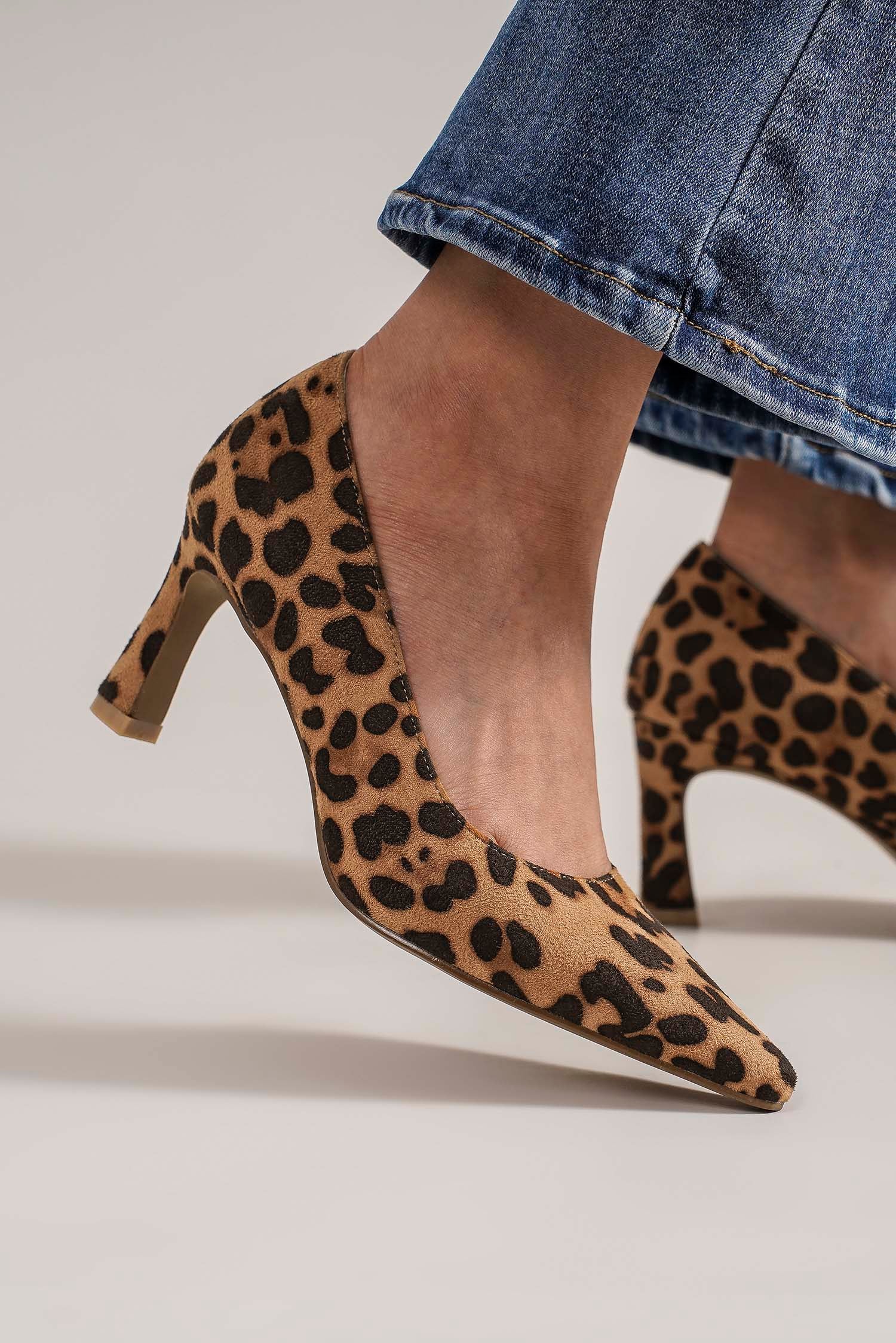 Beast Fashion Faux Suede Leopard Point Toe Pumps-Very Besty