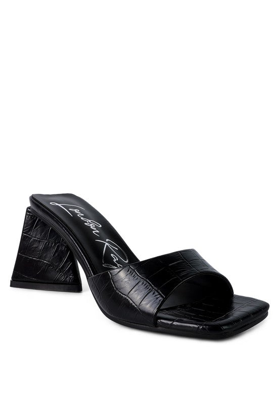TRINITY TRIANGLE BLOCK HEELED CROC SANDALS-Very Besty