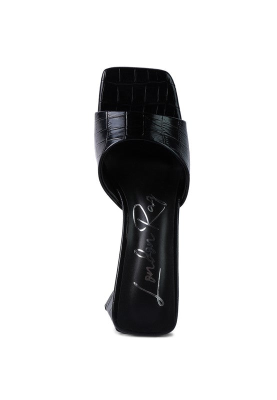 TRINITY TRIANGLE BLOCK HEELED CROC SANDALS-Very Besty