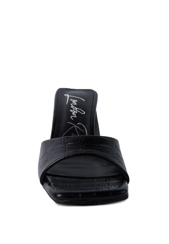 TRINITY TRIANGLE BLOCK HEELED CROC SANDALS-Very Besty