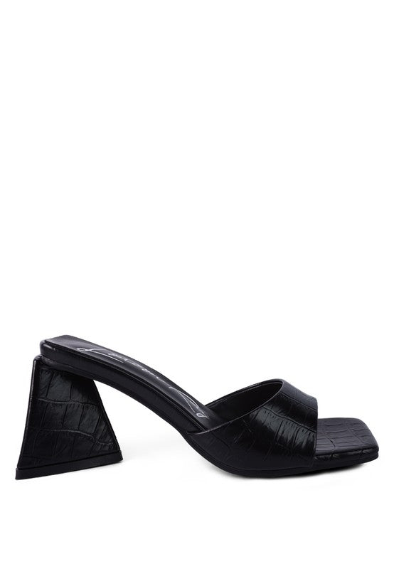 TRINITY TRIANGLE BLOCK HEELED CROC SANDALS-Very Besty