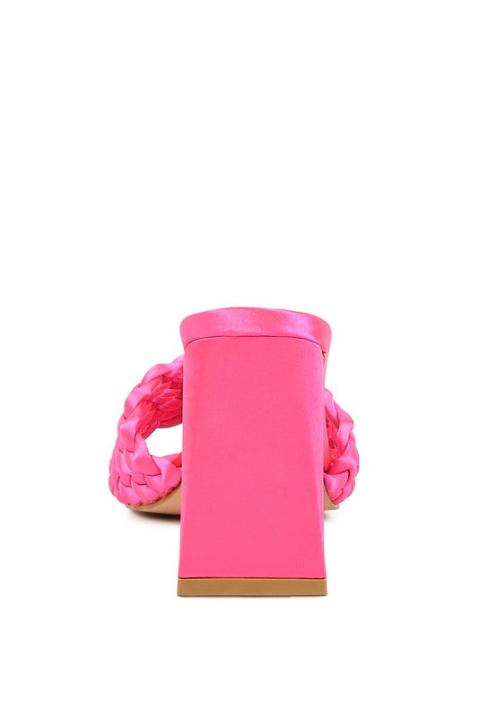 LUST LOOK BRAIDED SATIN BLOCK SANDALS-Very Besty
