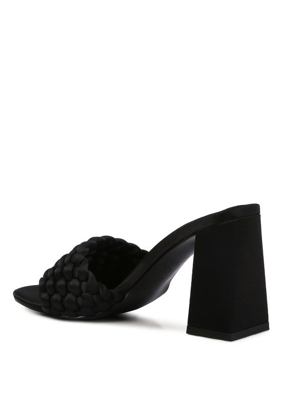 LUST LOOK BRAIDED SATIN BLOCK SANDALS-Very Besty
