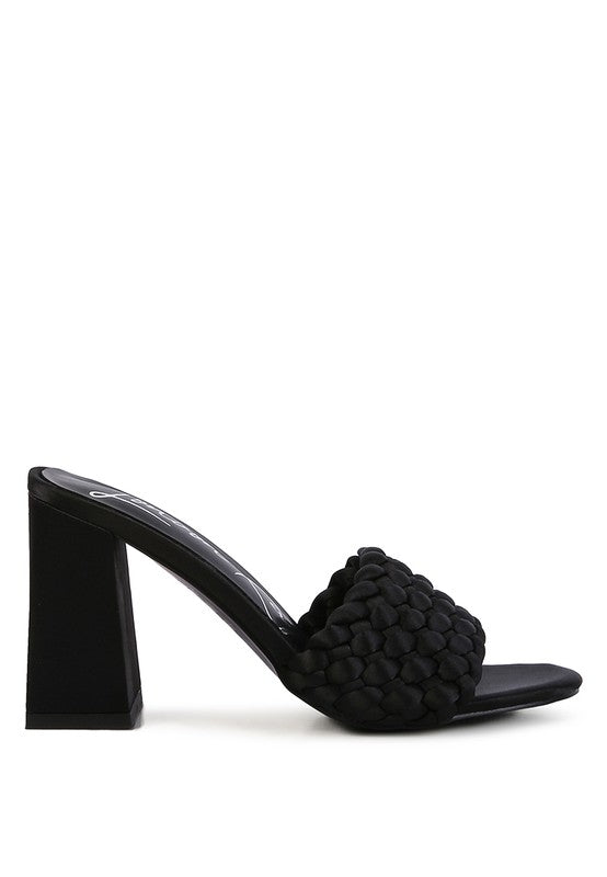LUST LOOK BRAIDED SATIN BLOCK SANDALS-Very Besty