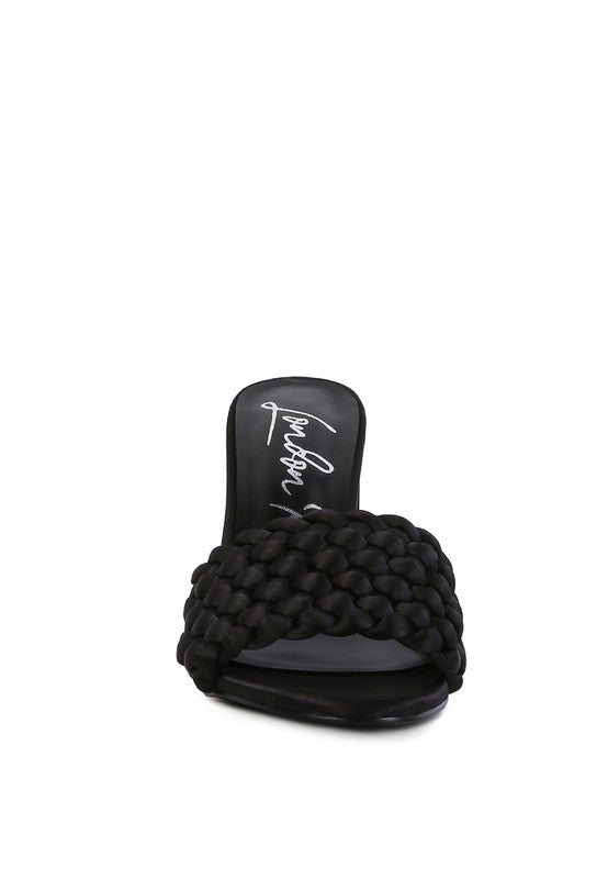 LUST LOOK BRAIDED SATIN BLOCK SANDALS-Very Besty