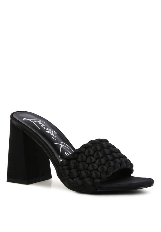 LUST LOOK BRAIDED SATIN BLOCK SANDALS-Very Besty