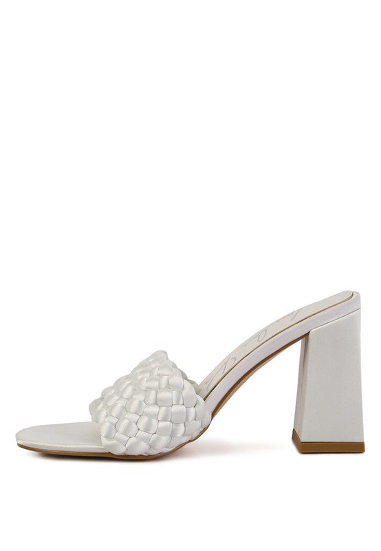 LUST LOOK BRAIDED SATIN BLOCK SANDALS-Very Besty