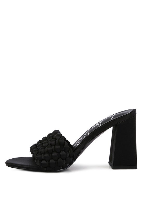 LUST LOOK BRAIDED SATIN BLOCK SANDALS-Very Besty