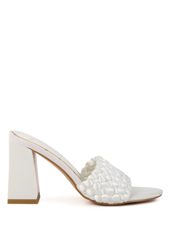 LUST LOOK BRAIDED SATIN BLOCK SANDALS-Very Besty