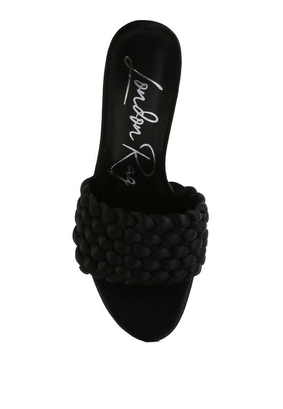 LUST LOOK BRAIDED SATIN BLOCK SANDALS-Very Besty