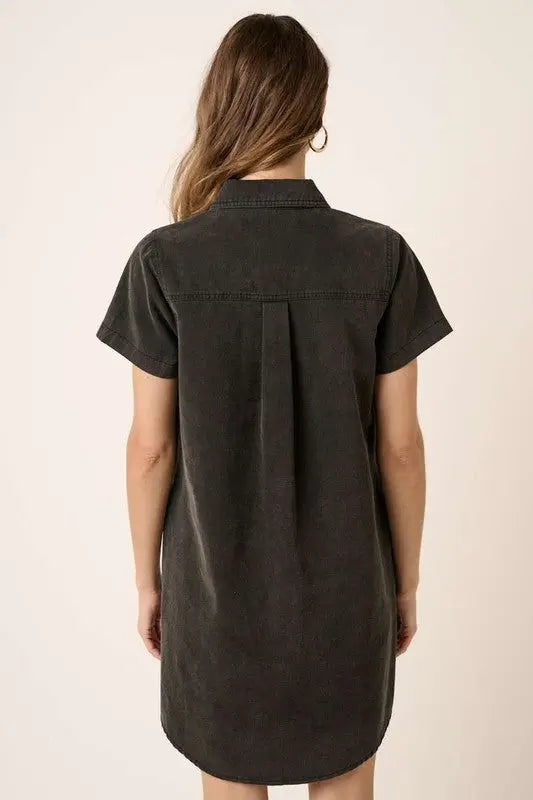 Mittoshop Button Detail Collared Neck Short Sleeve Shirt Dress-Very Besty