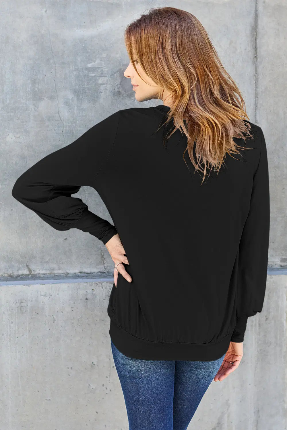 Basic Bae Full Size V-Neck Lantern Sleeve Top-Very Besty