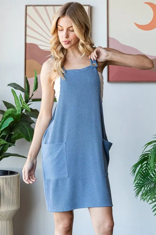 Heimish Full Size Ribbed Sleeveless Mini Tank Dress Plus Size-Very Besty