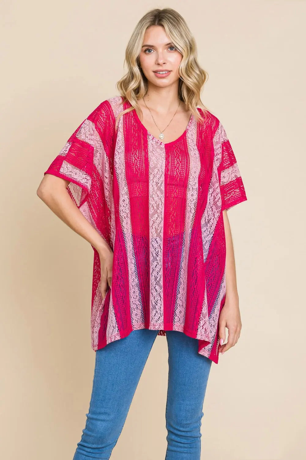 Cotton Bleu by Nu Label V Neck Drop Shoulder Oversize Top-Very Besty