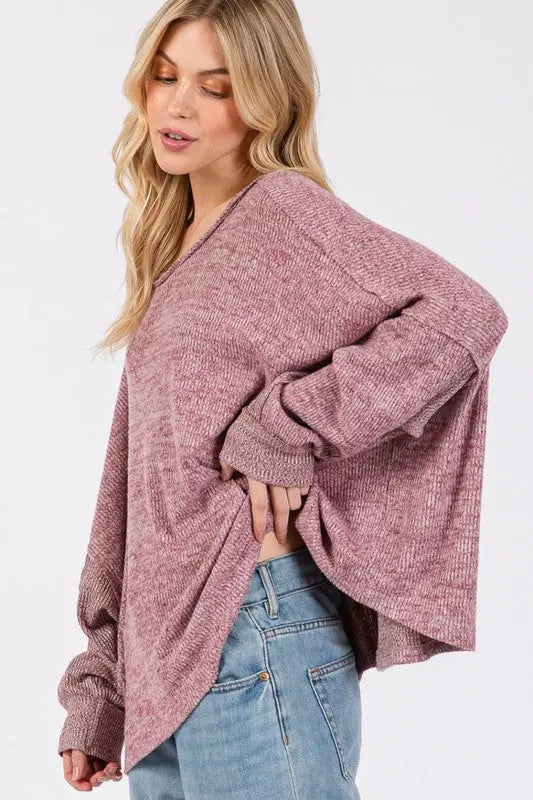 SAGE + FIG Round Neck Batwing Sleeve Oversize Top-Very Besty