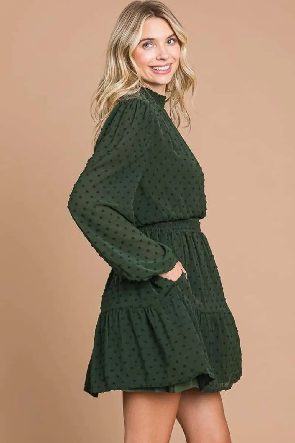 Culture Code Swiss Dot Smock Neck Mini Dress with Pockets-Very Besty