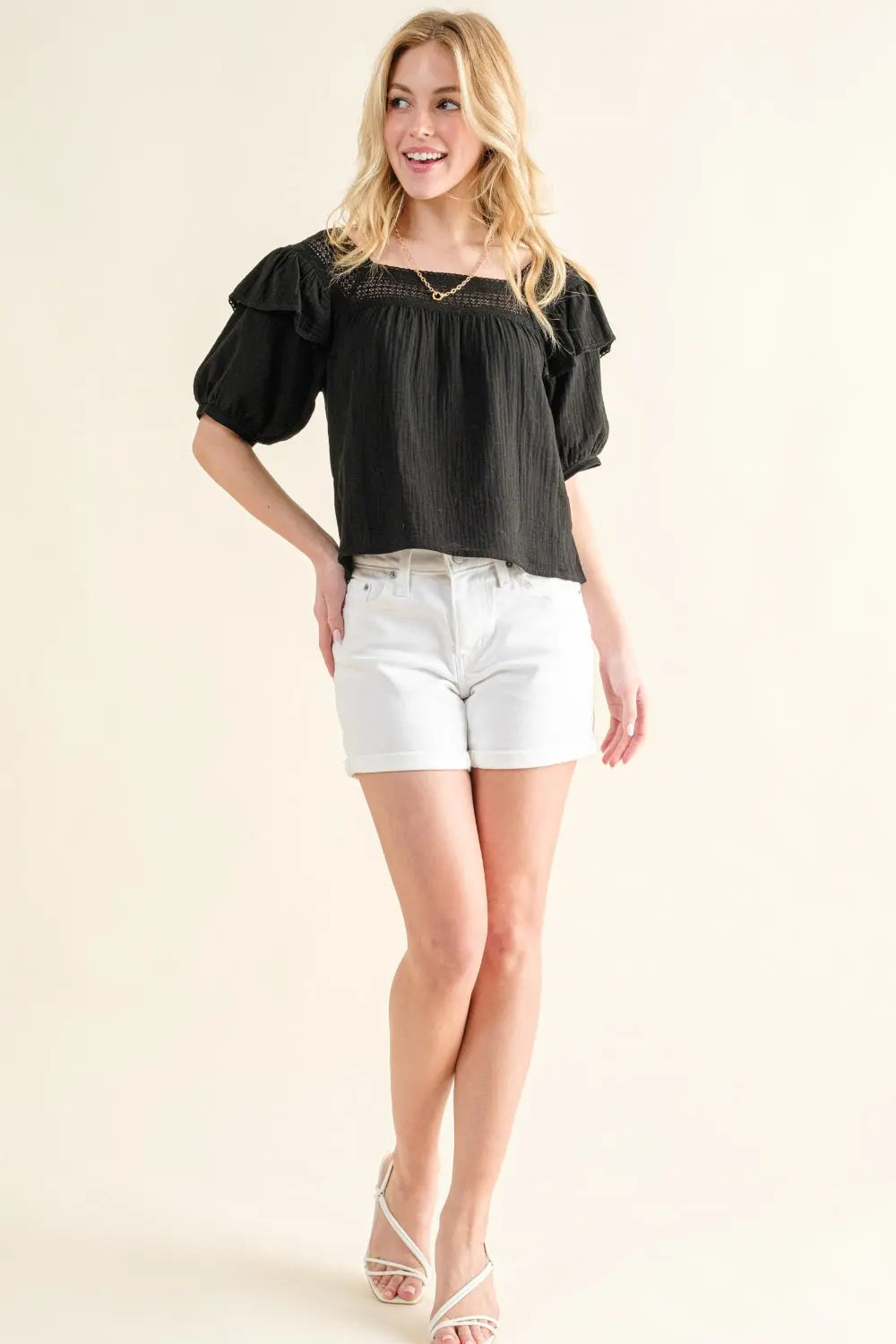 And The Why Square Neck Ruffled Blouse-Very Besty