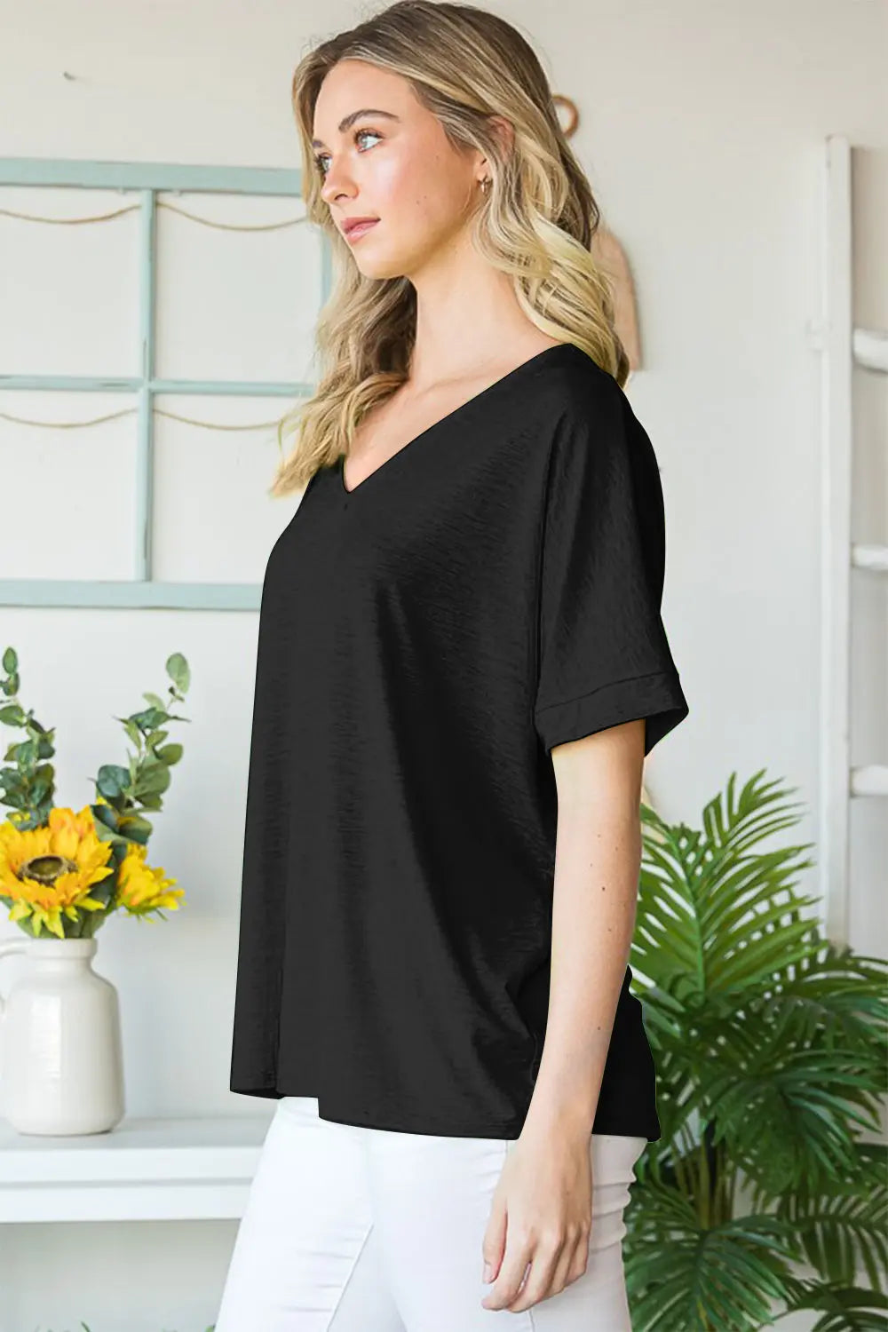 Heimish Full Size V-Neck Short Sleeve T-Shirt-Very Besty