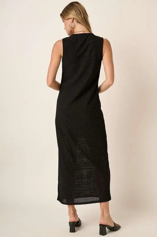 Mittoshop Side Slit Round Neck Sleeveless Dress-Very Besty