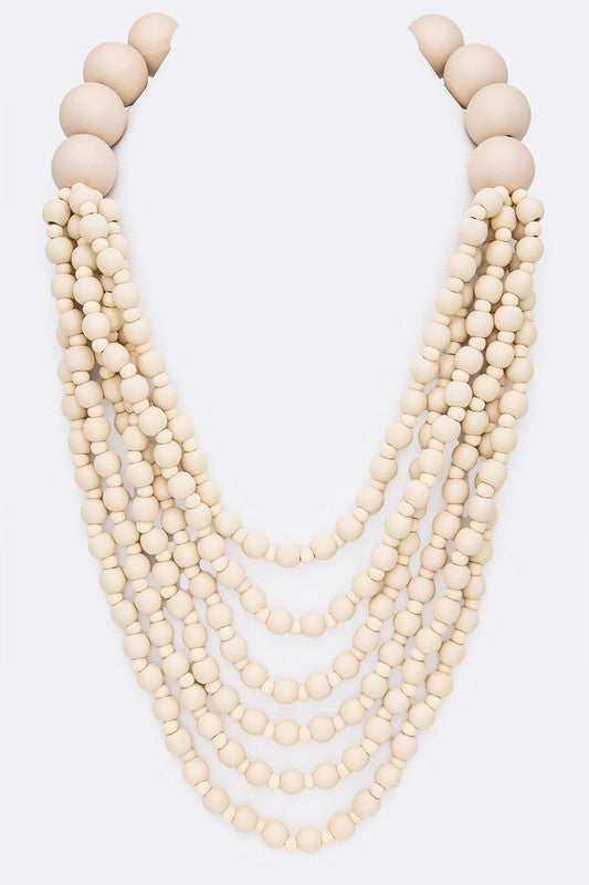 Multi Strand Wooden Beads Necklace-Very Besty