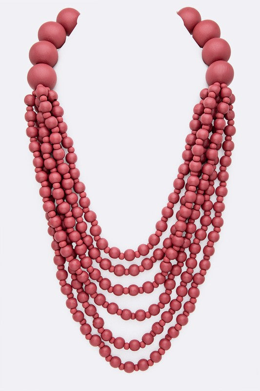 Multi Strand Wooden Beads Necklace-Very Besty
