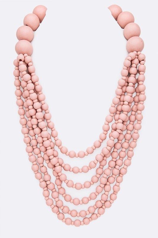 Multi Strand Wooden Beads Necklace-Very Besty