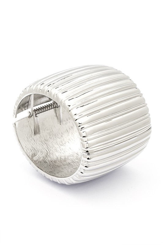 Oversize Textured Hinged Statement Bangle-Very Besty