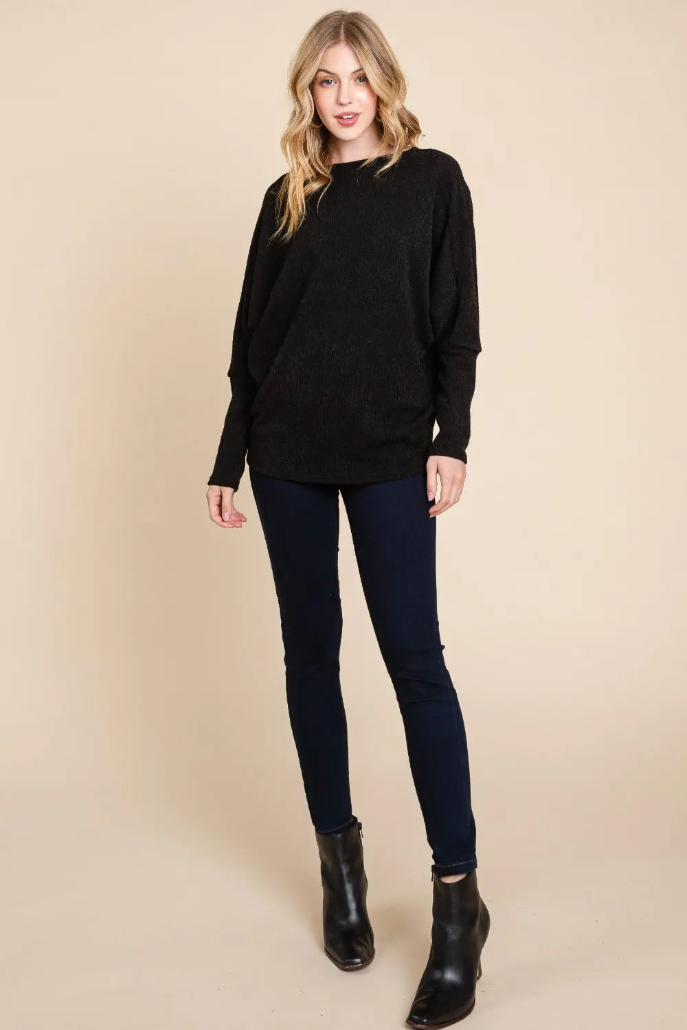 BOMBOM Drop Shoulder Long Sleeve Knit Top-Very Besty