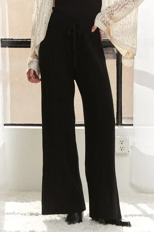 ADORA Tied Wide Leg Knit Pants-Very Besty