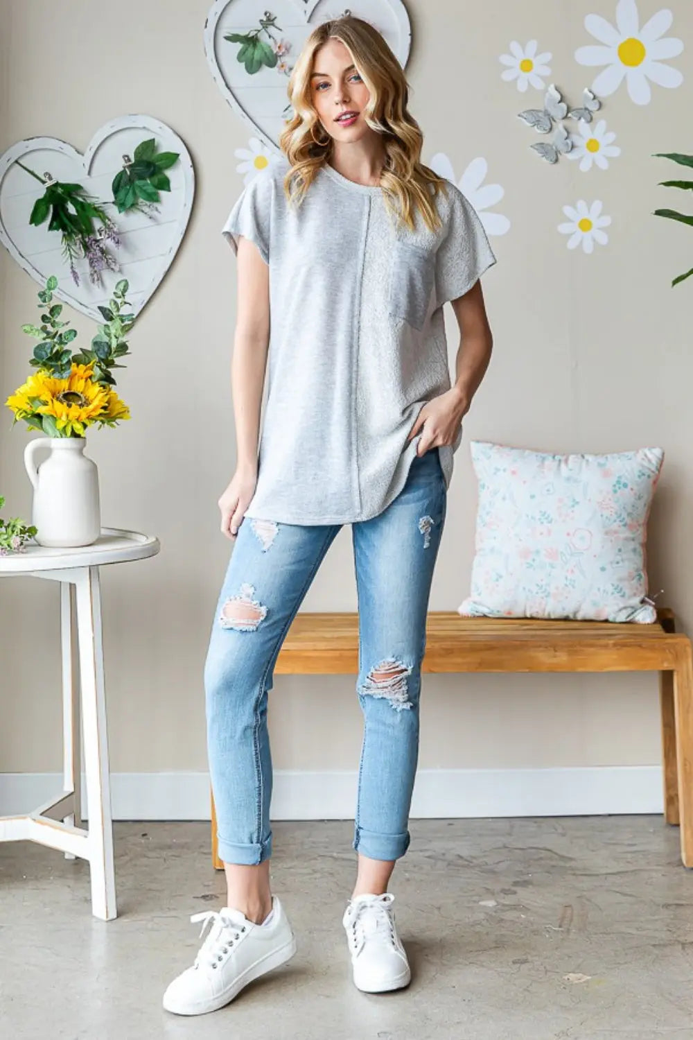 Heimish Full Size Pocketed Round Neck Short Sleeve T-Shirt-Very Besty