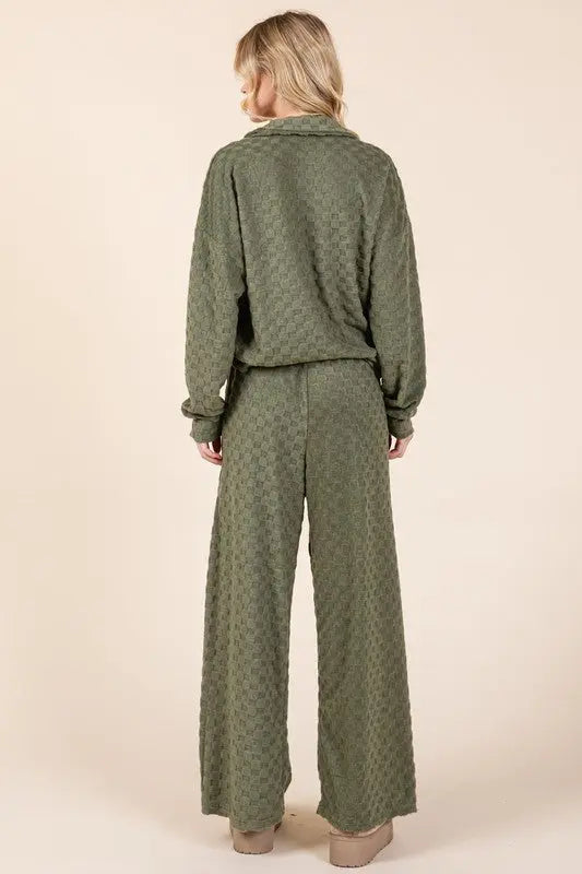 BOMBOM Tied Checkered Wide Leg Pants-Very Besty