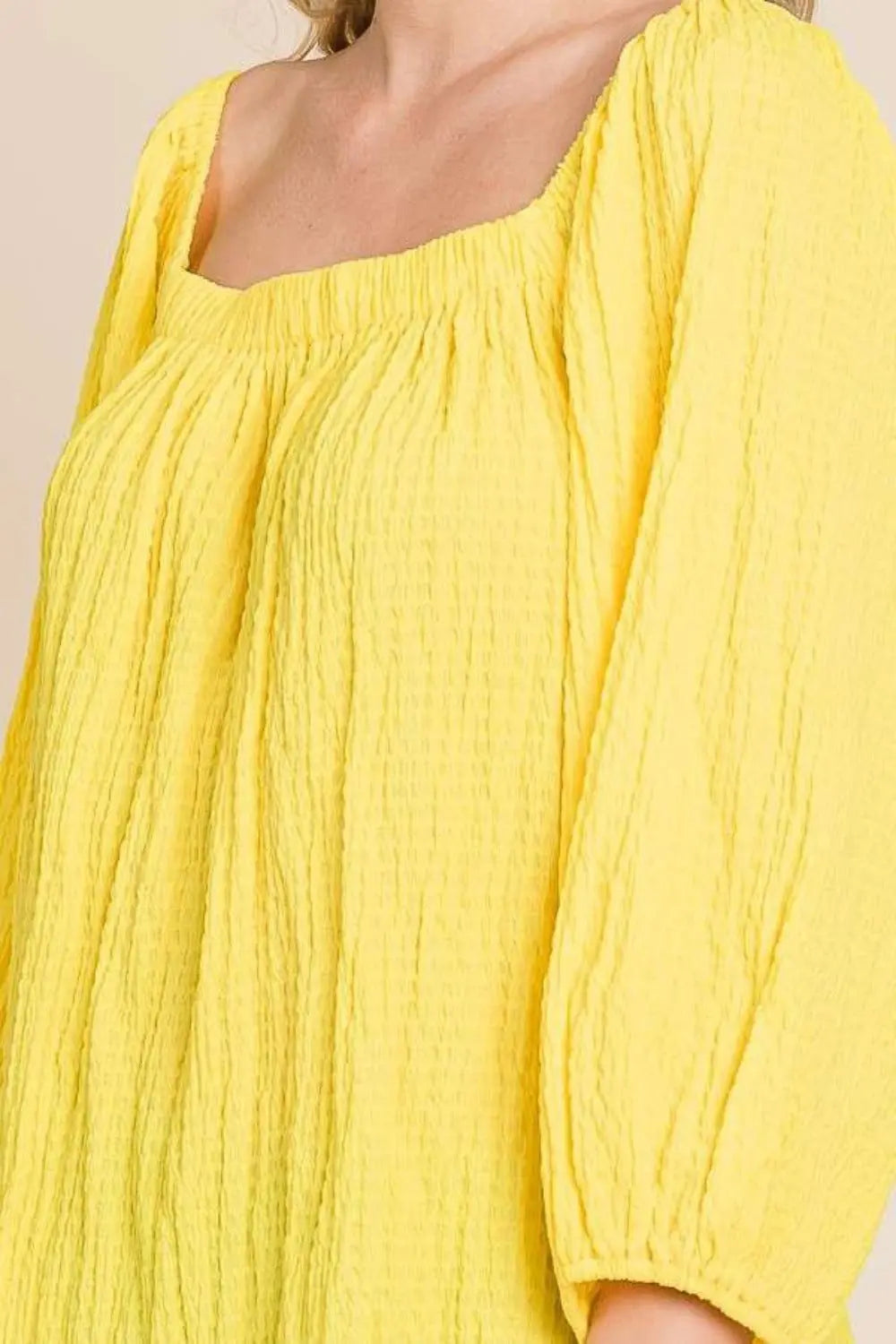 Culture Code Texture Square Neck Puff Sleeve Top-Very Besty