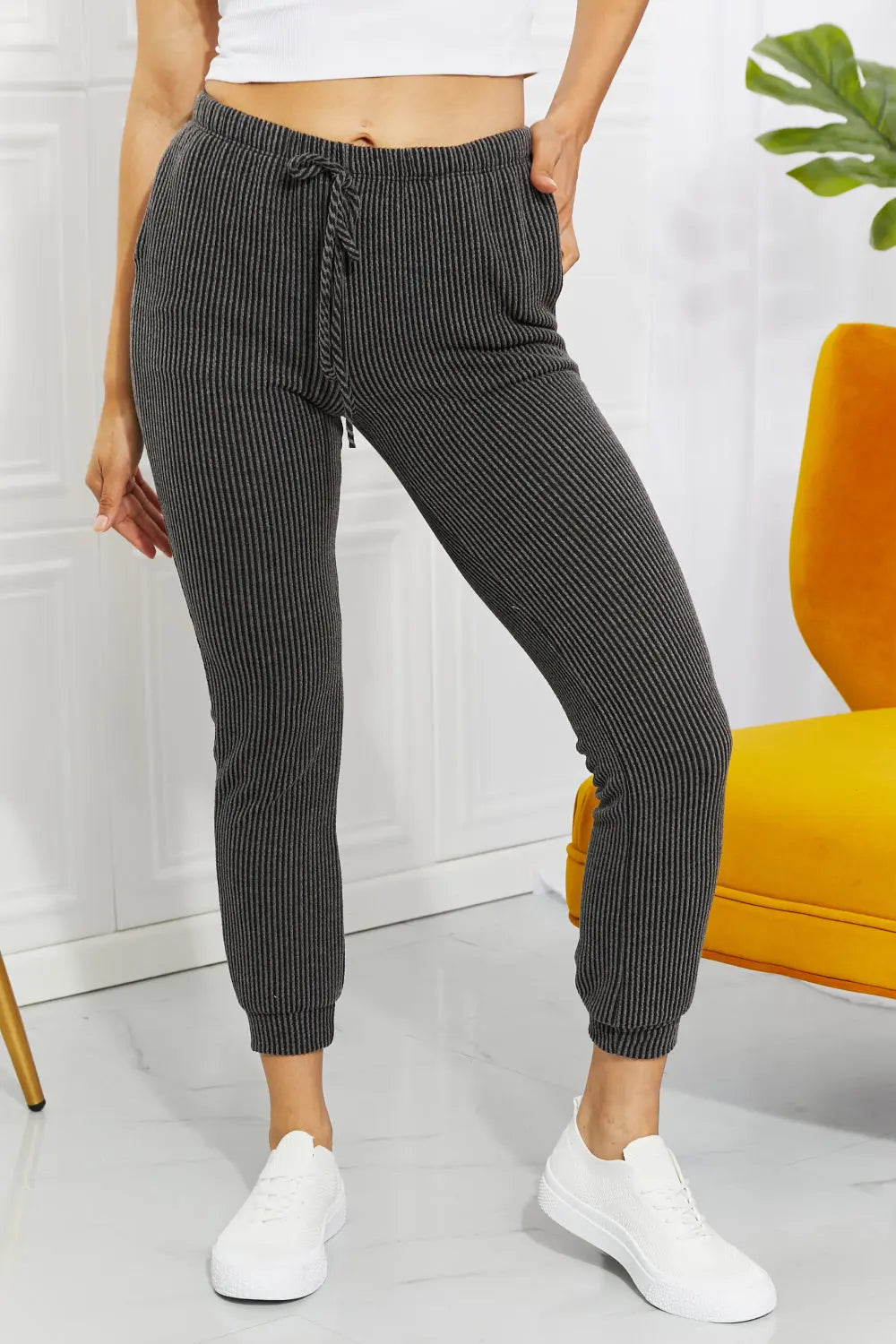 Blumin Apparel Full Size Easy Living Ribbed Joggers-Very Besty