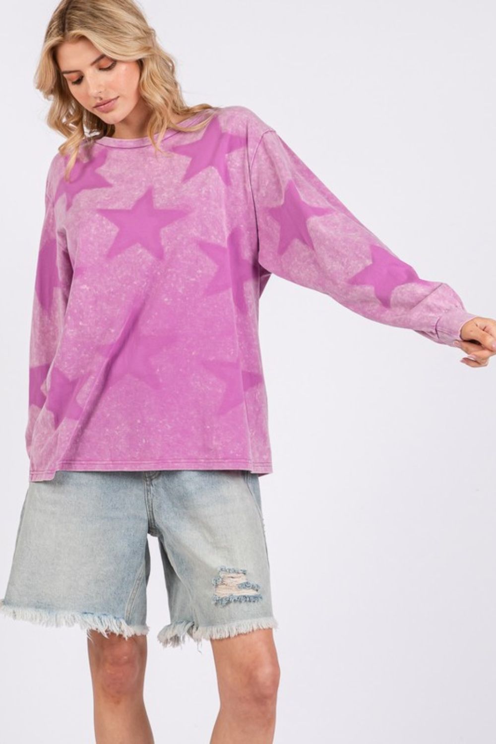 SAGE + FIG Mineral Wash Star Pattern T-Shirt-Very Besty