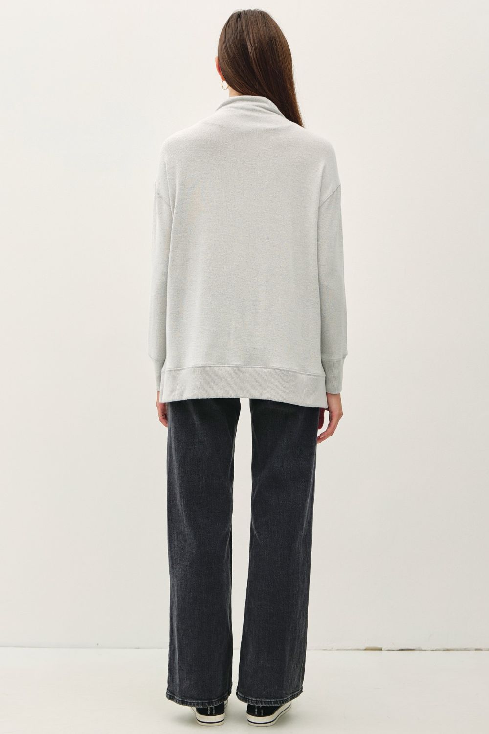 Be Cool Side Slit Mock Neck Long Sleeve Tunic Top-Very Besty