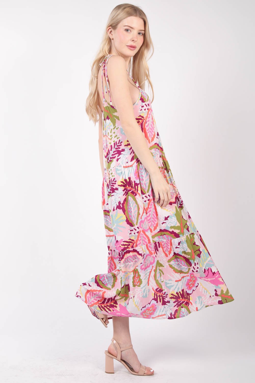 VERY J Tropical Printed Cami Midi Dress-Very Besty