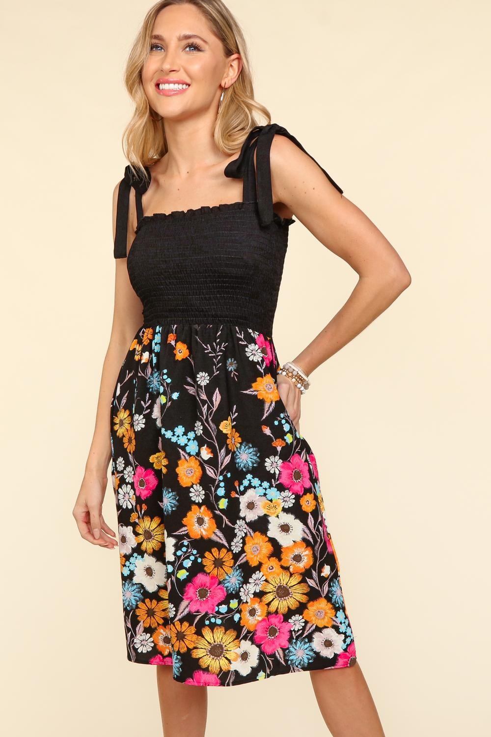 Haptics Smocked Cami Floral Dress-Very Besty
