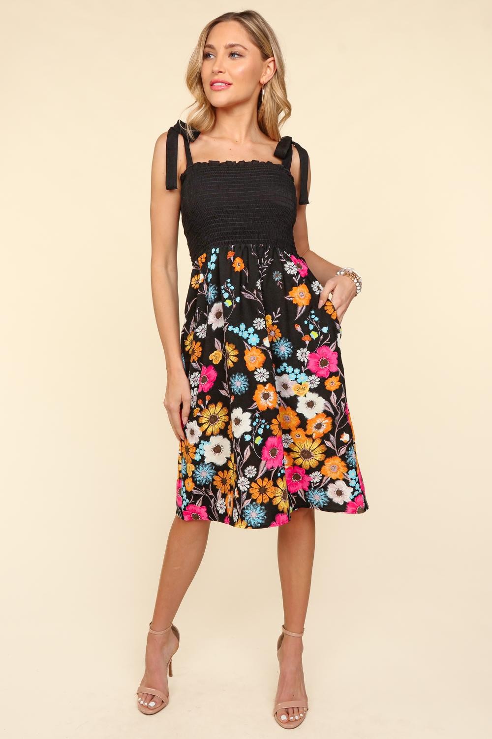 Haptics Smocked Cami Floral Dress-Very Besty