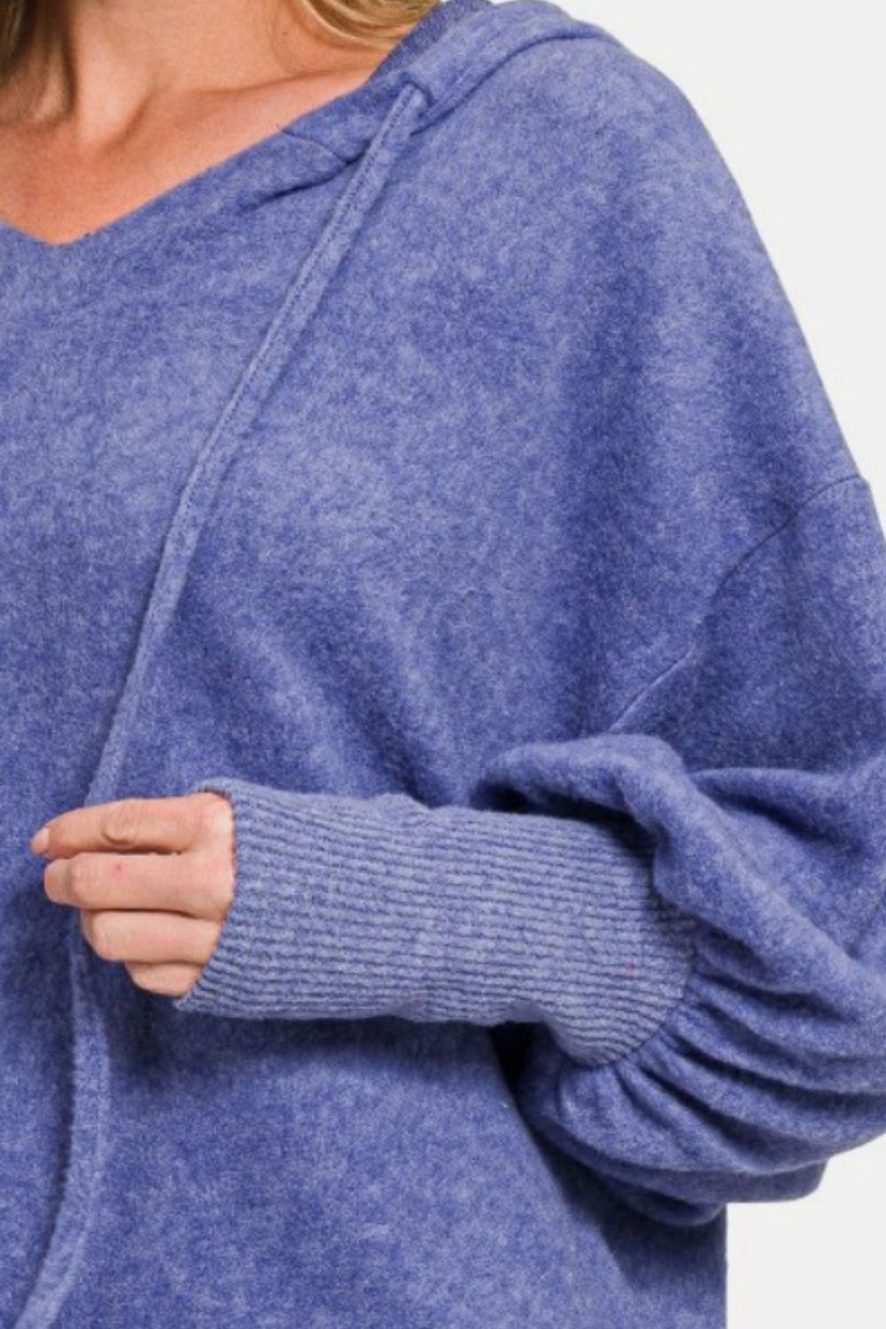 Zenana Brushed Hacci Drop Shoulder Cropped Hoodie-Very Besty