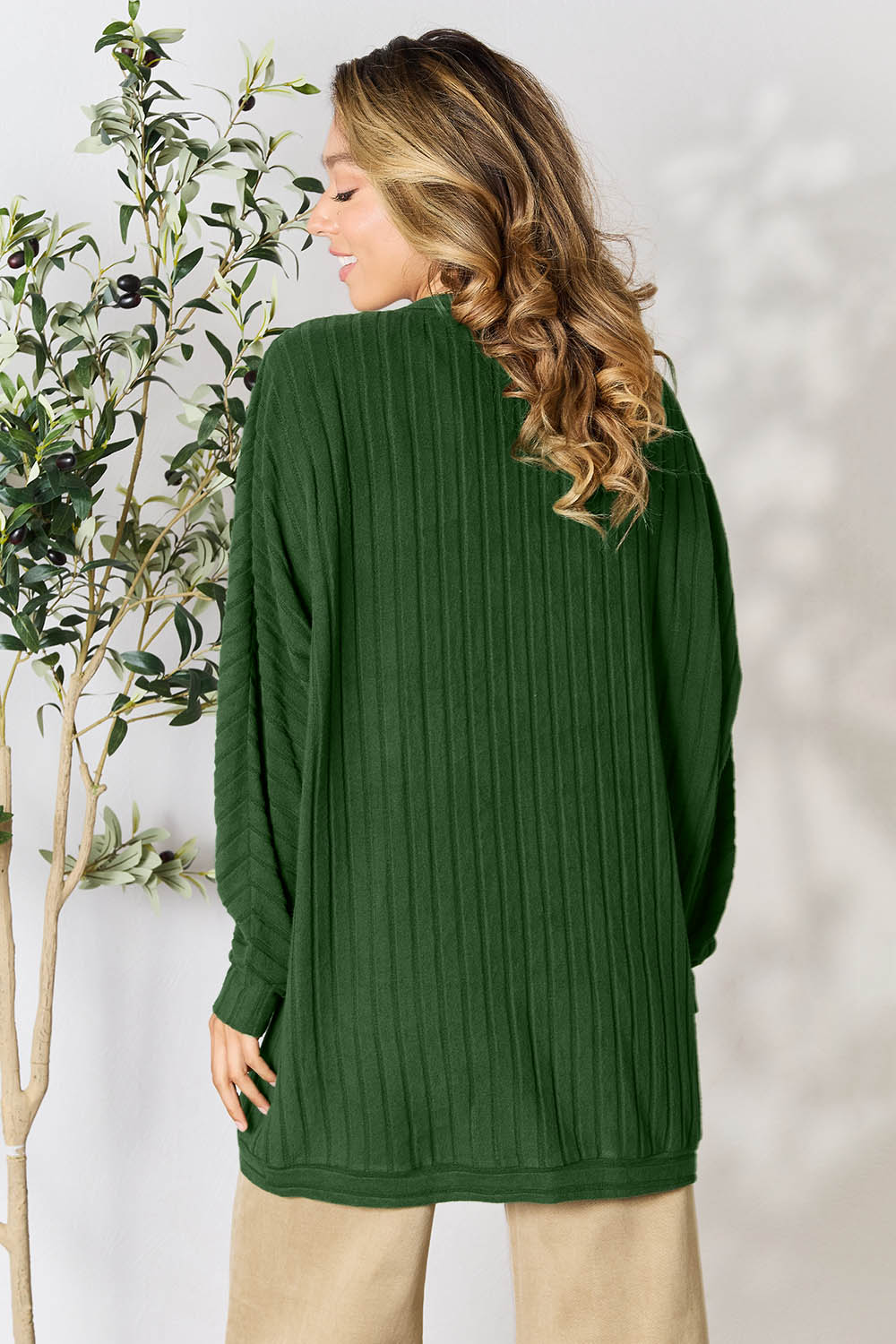 Basic Bae Full Size Ribbed Cocoon Cardigan-Very Besty