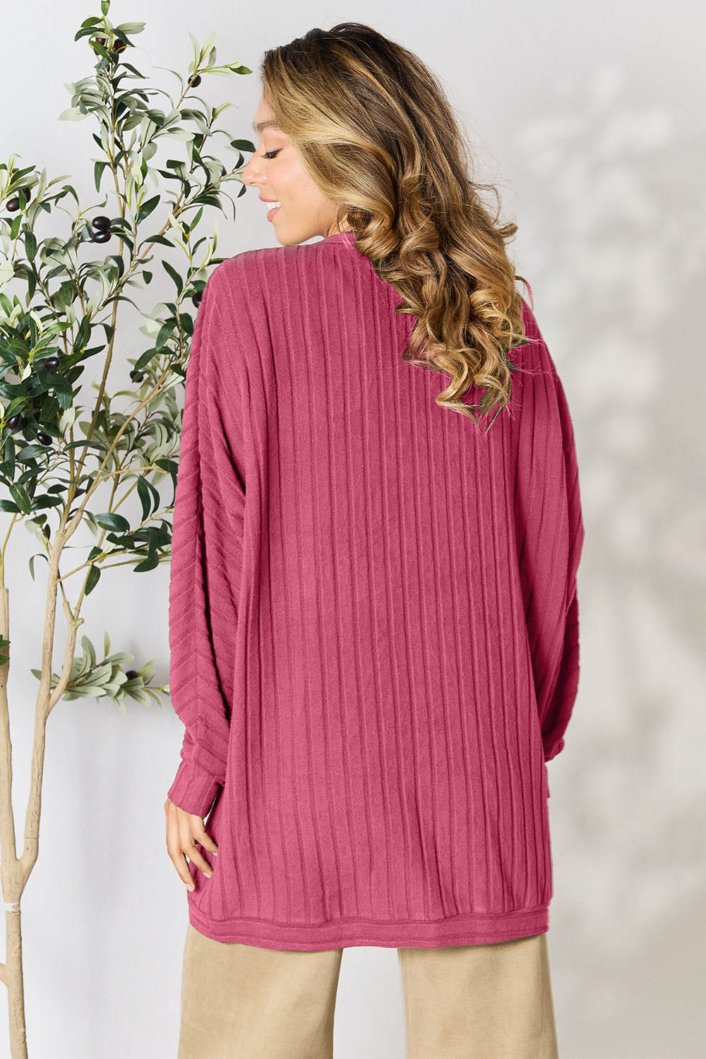 Basic Bae Full Size Ribbed Cocoon Cardigan-Very Besty