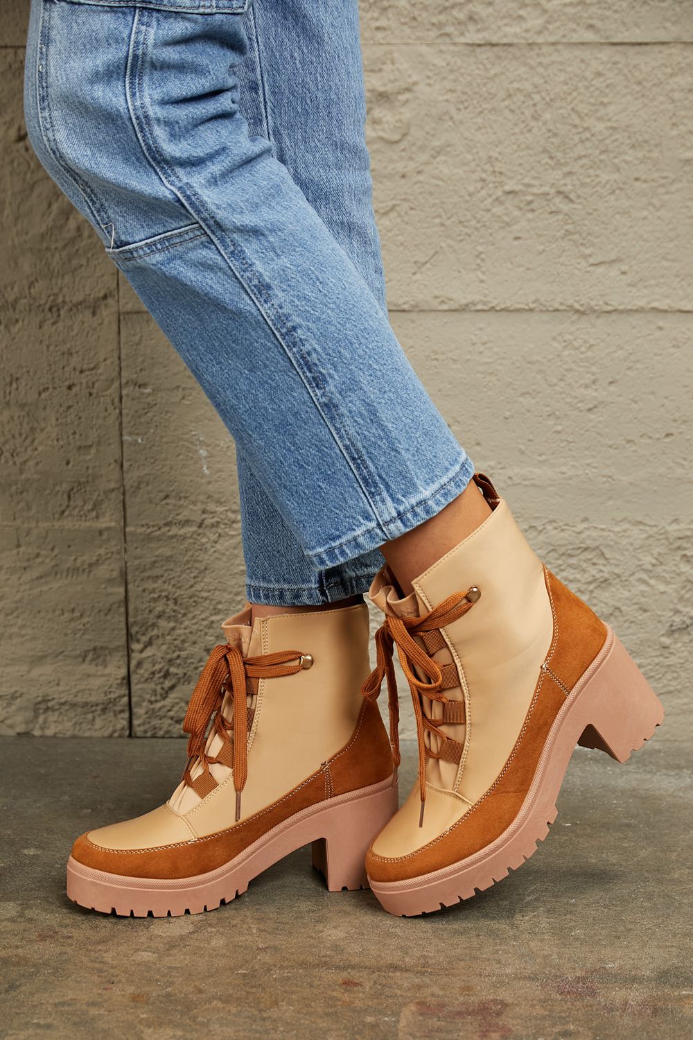 East Lion Corp Lace Up Lug Booties-Very Besty